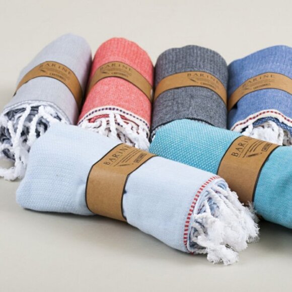 100% Cotton Turkish artisanal pestemal towel in gray - Picture 2 of 3